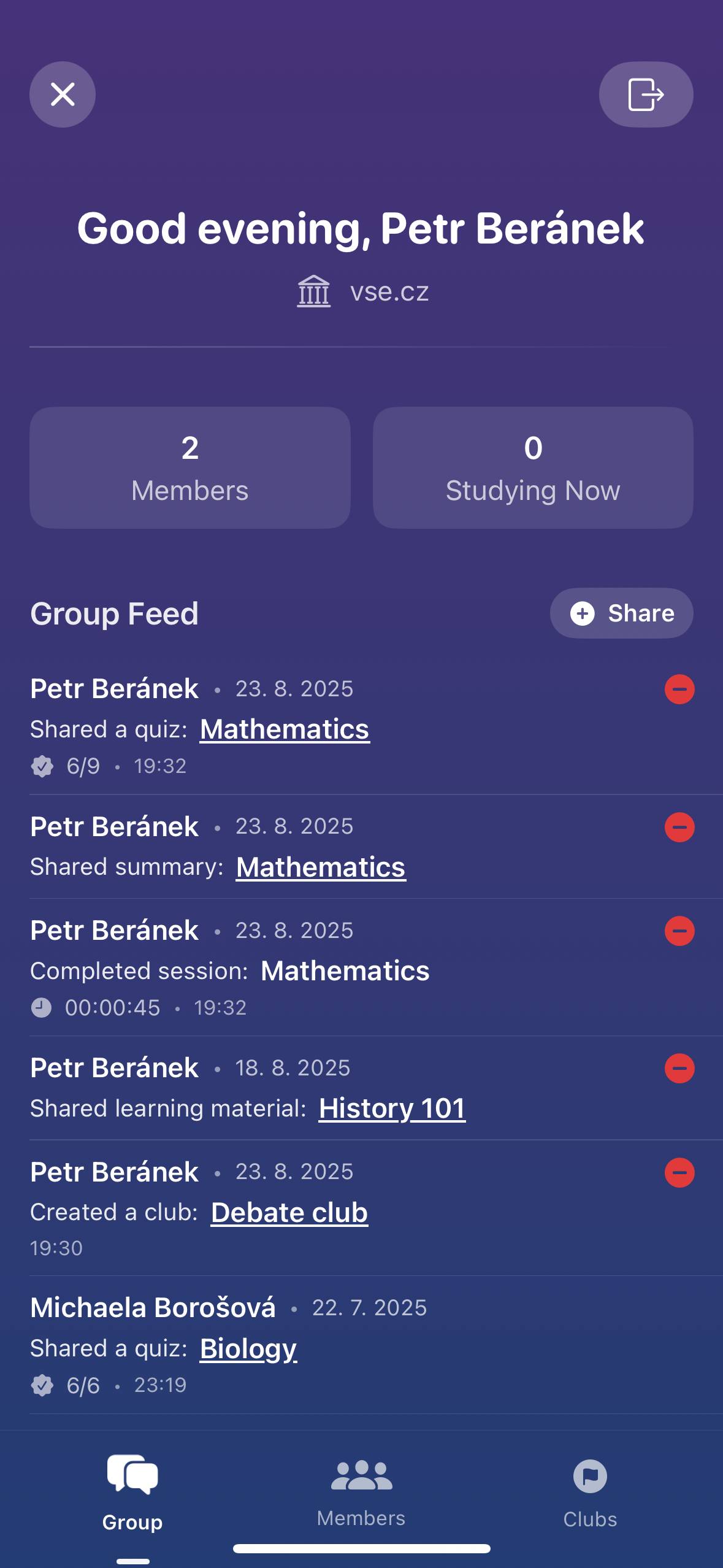 Group Interface Screenshot